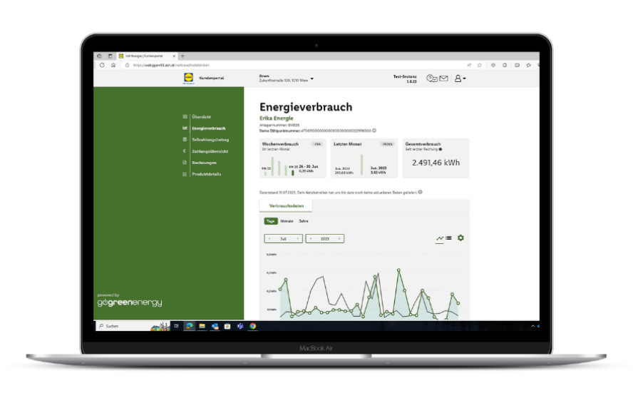 Handy Screenshot mit Verbrauchsdiagramm